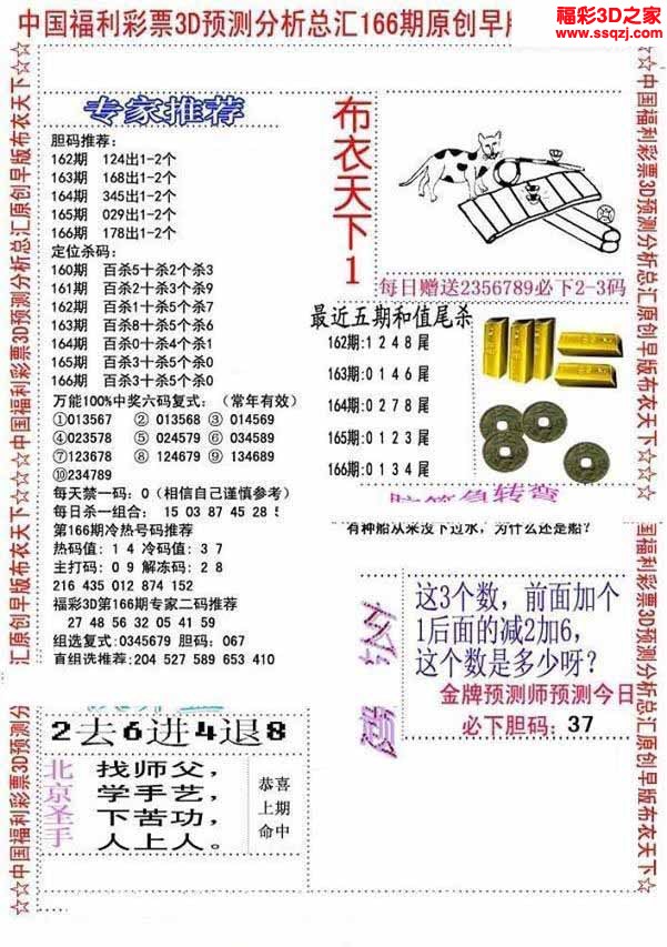 3d2022166期精华早版布衣12