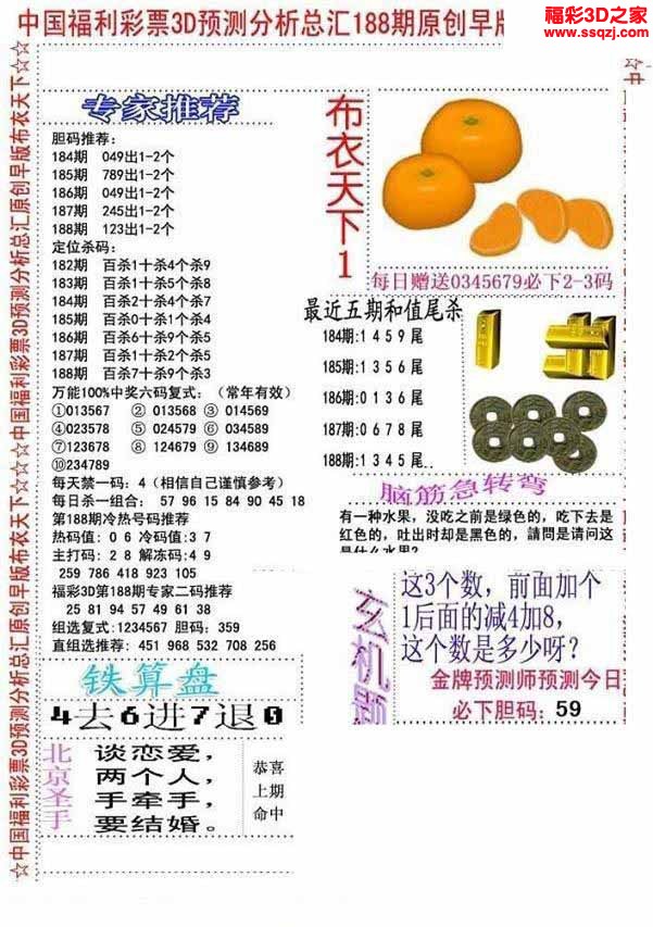 3d2022188期布衣神算AB版