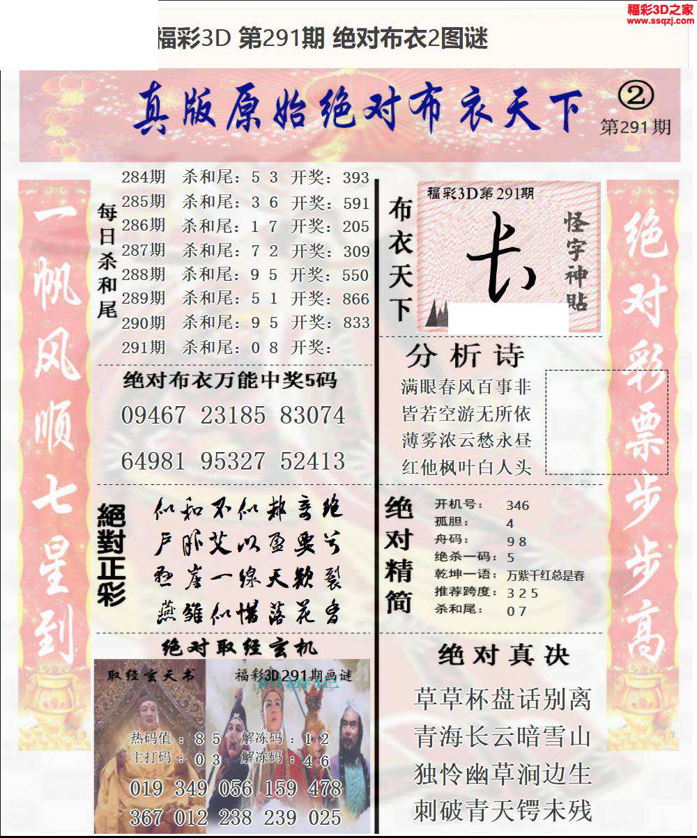 3d2023291期原始绝对布衣1234