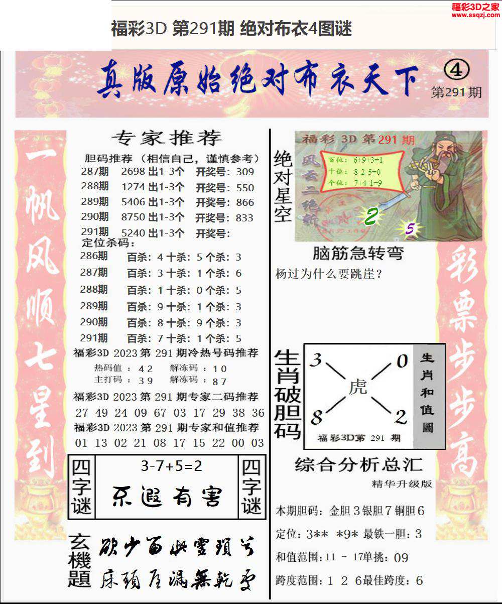 3d2023291期原始绝对布衣1234