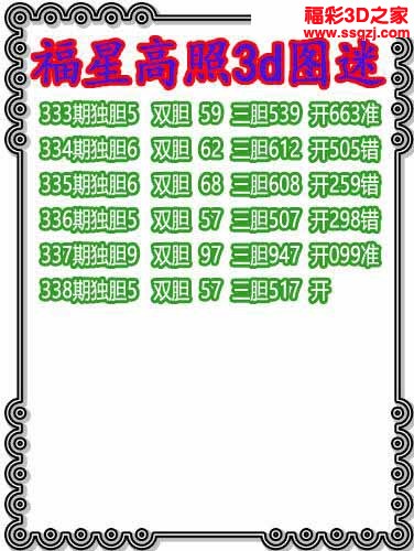 3d2022338期福星高照独胆 中9