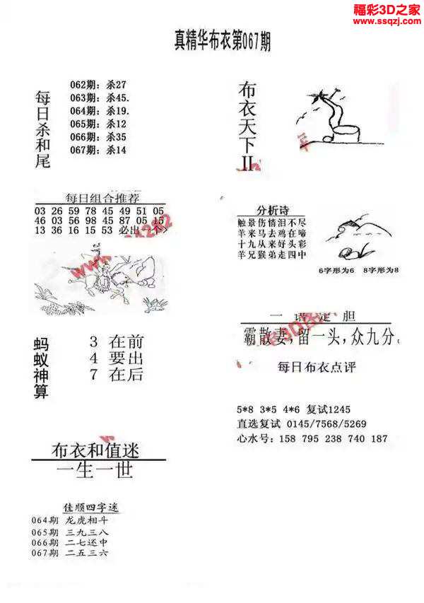 3d2024067期真精华布衣天下123456