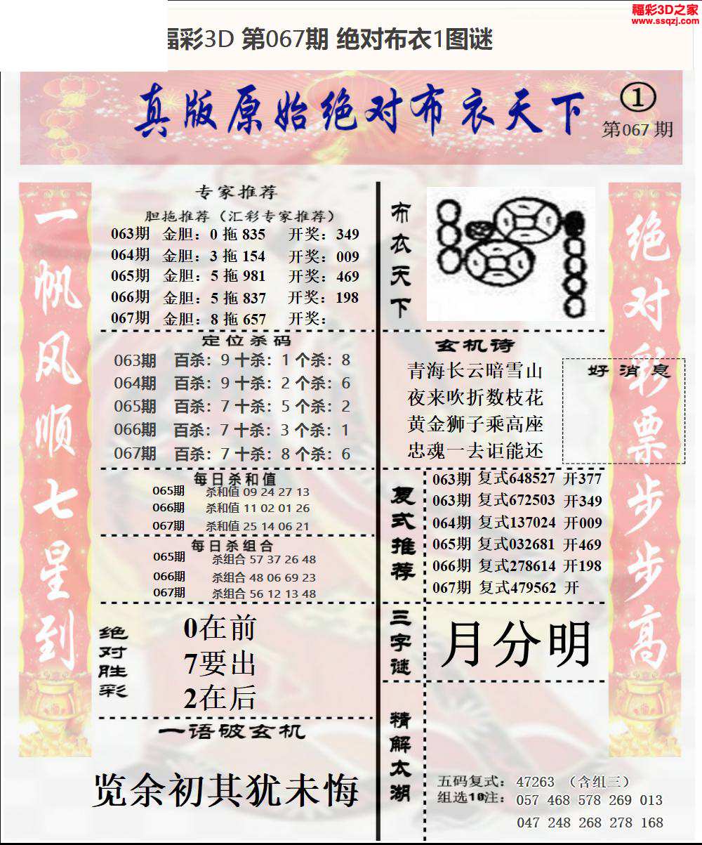 3d2024067期原始绝对布衣1234