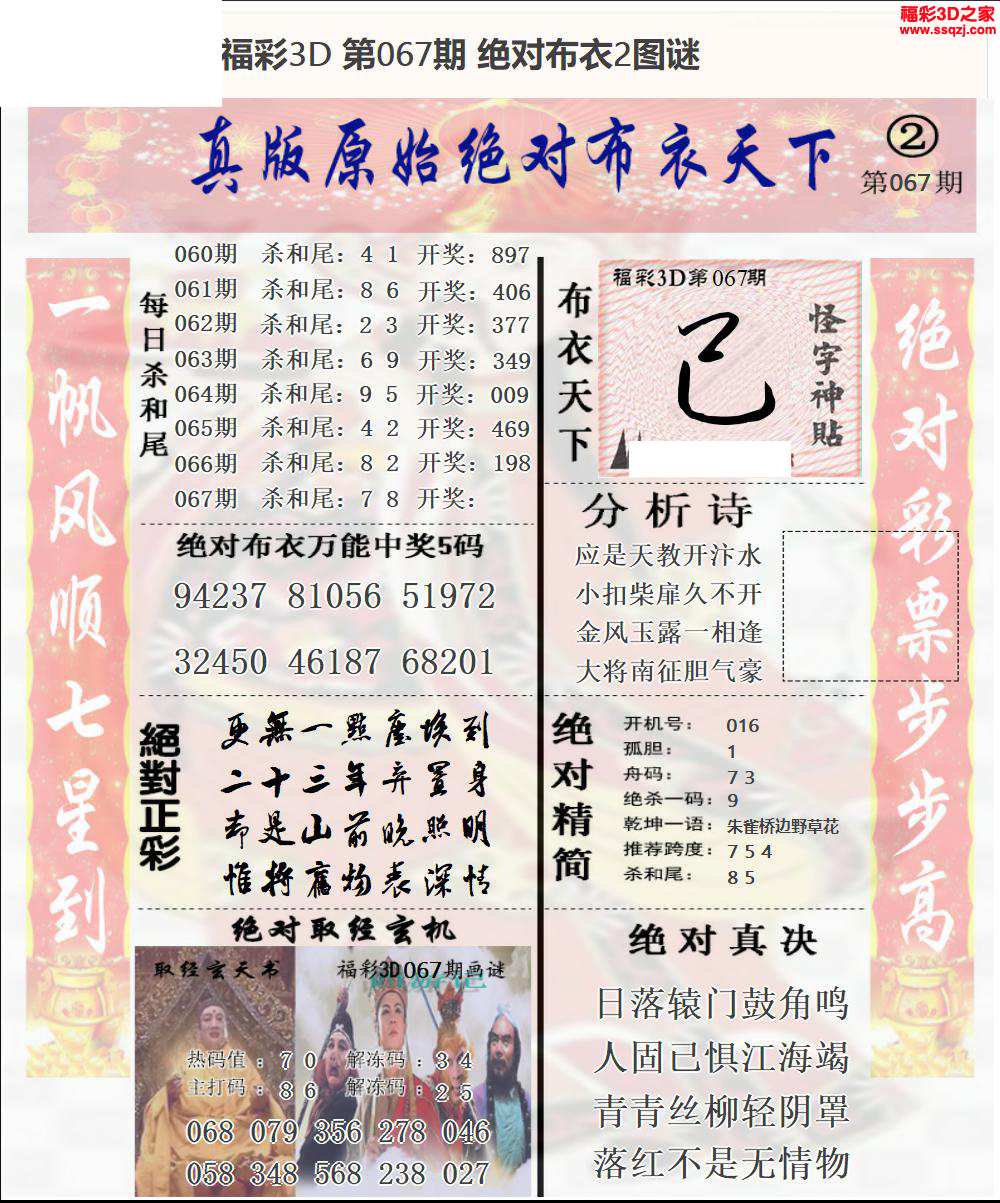 3d2024067期原始绝对布衣1234