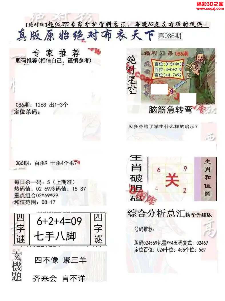 3d2024086期原始绝对布衣1234