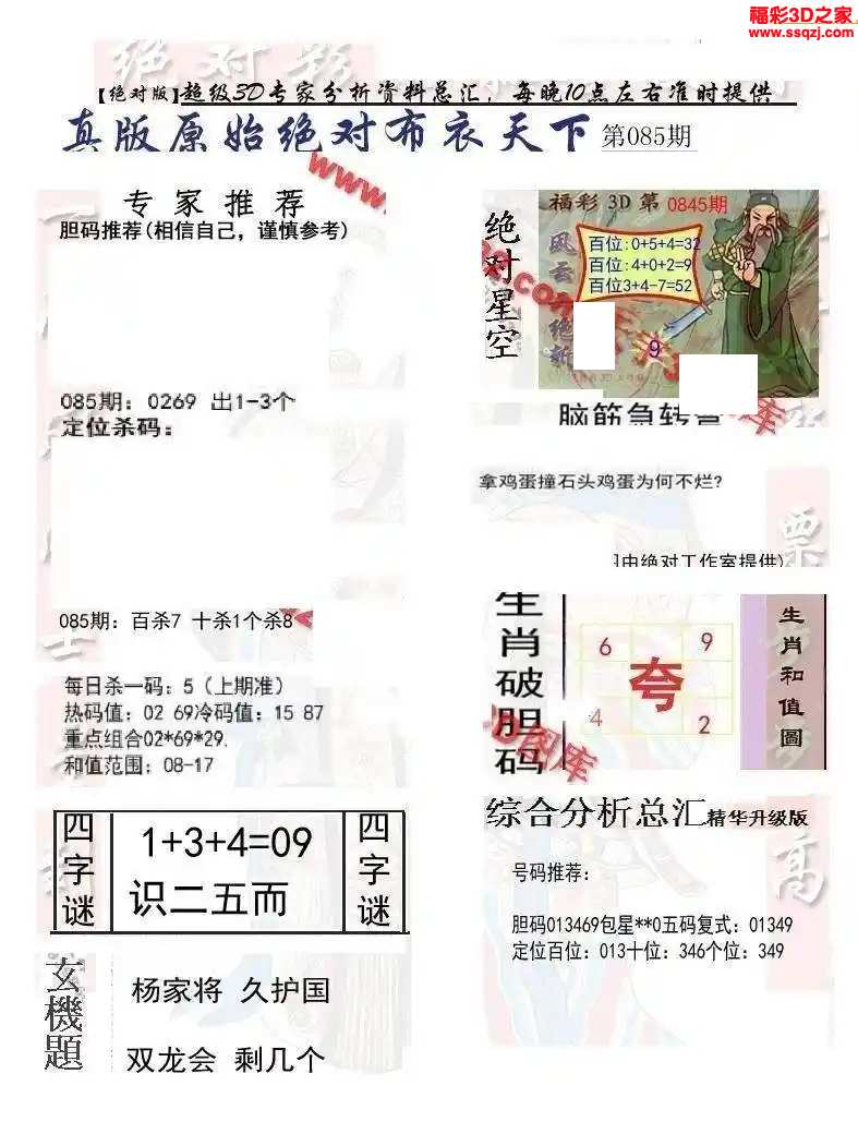 3d2024085期原始绝对布衣1234