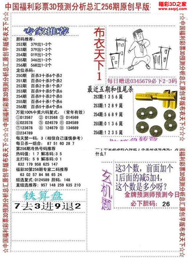 3d2022256期布衣神算AB版