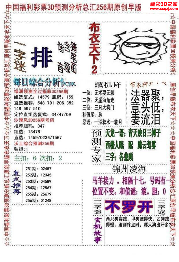 3d2022256期布衣神算AB版