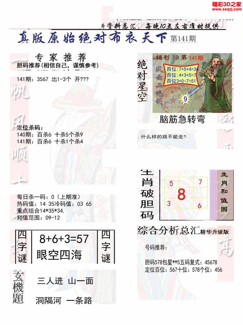 3d2022141期原始绝对布衣1234