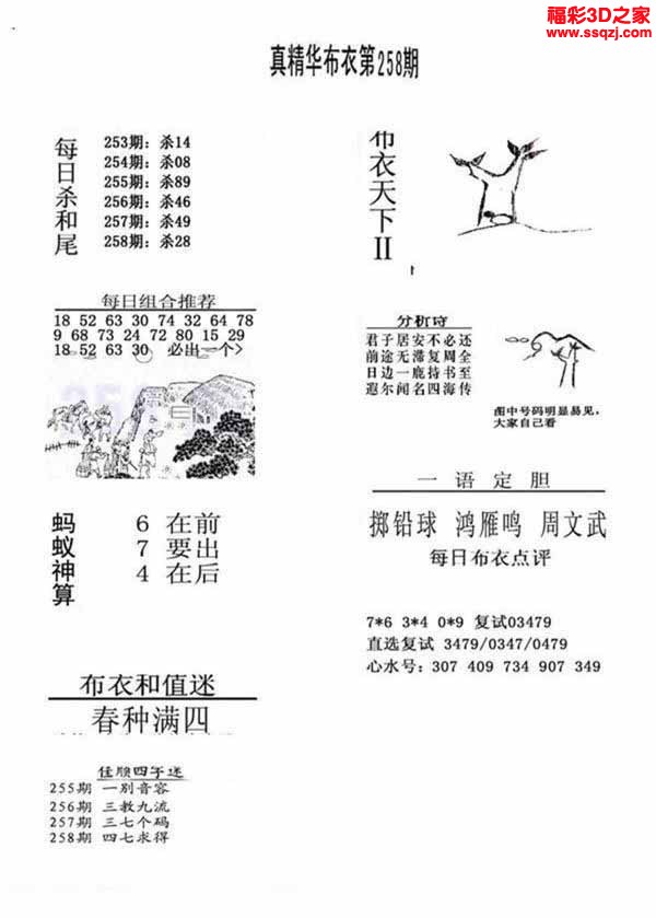 3d2022258期真精华布衣天下123456