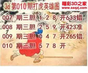 3d2024010期打虎英雄图谜