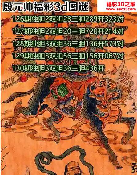 3d2024130期殷元帅胆码图 4连中