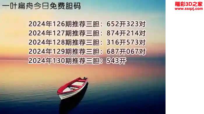 3d2024130期一叶扁舟免费三胆 4连中