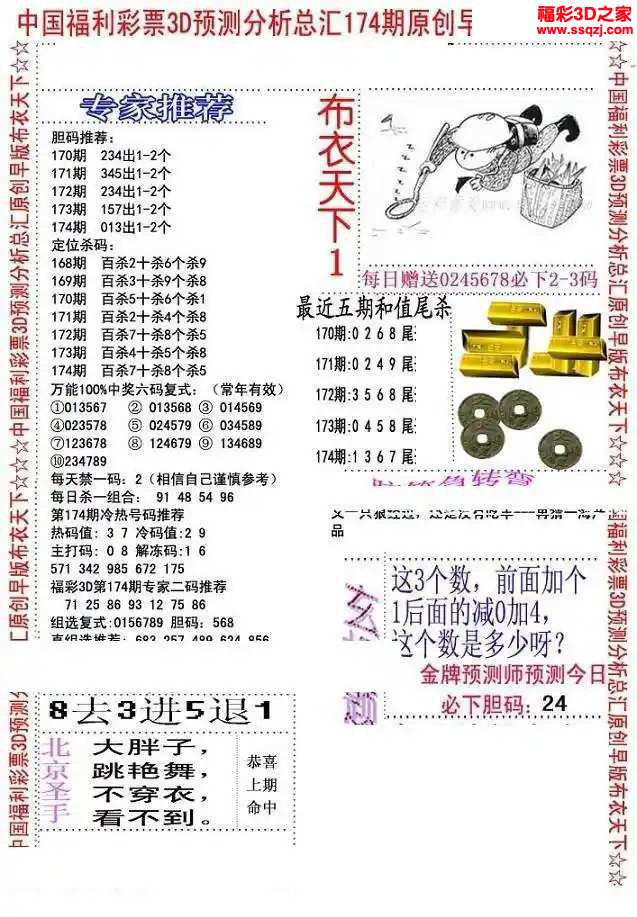 3d2024174期真精华早版布衣12