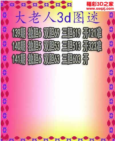 3d2022141期大老人三胆 连中