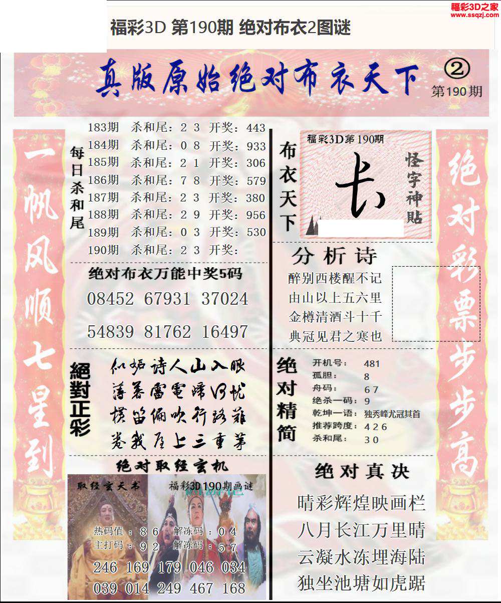 3d2024190期原始绝对布衣1234