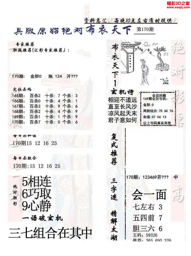 3d2024170期原始绝对布衣1234