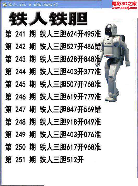 3d2023251期铁人铁胆 3连中