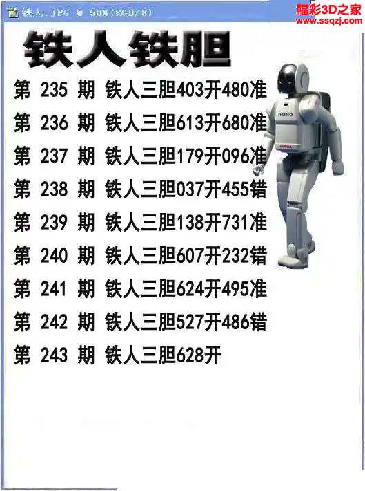 3d2023243期铁人铁胆