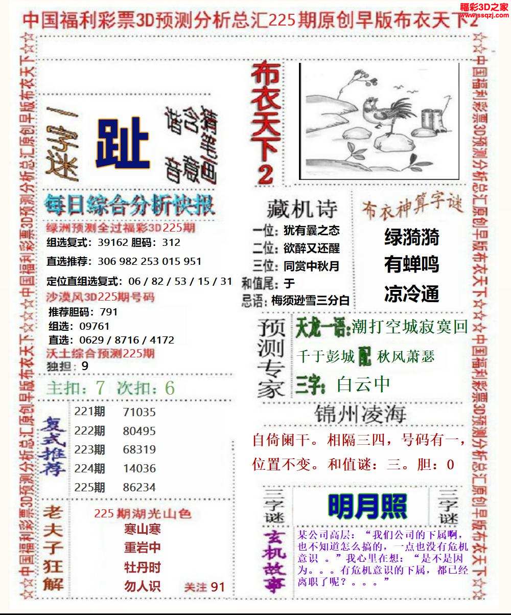 3d2024225期精华早版布衣12