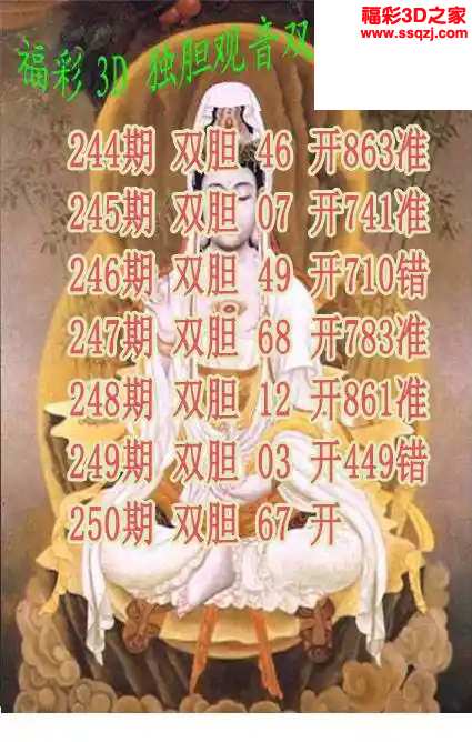3d2024250期独胆观音双胆图迷