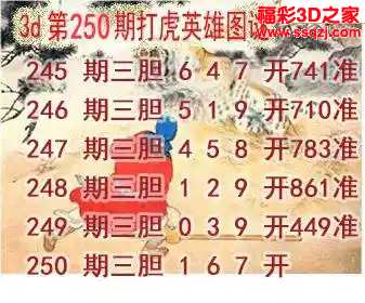 3d2024250期打虎英雄图 6连中