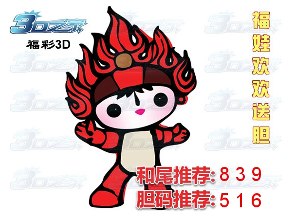 3D2023180期:福娃欢欢胆码