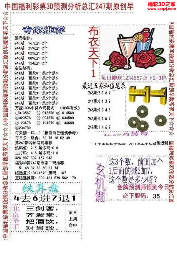 3d2024247期真精华早版布衣12